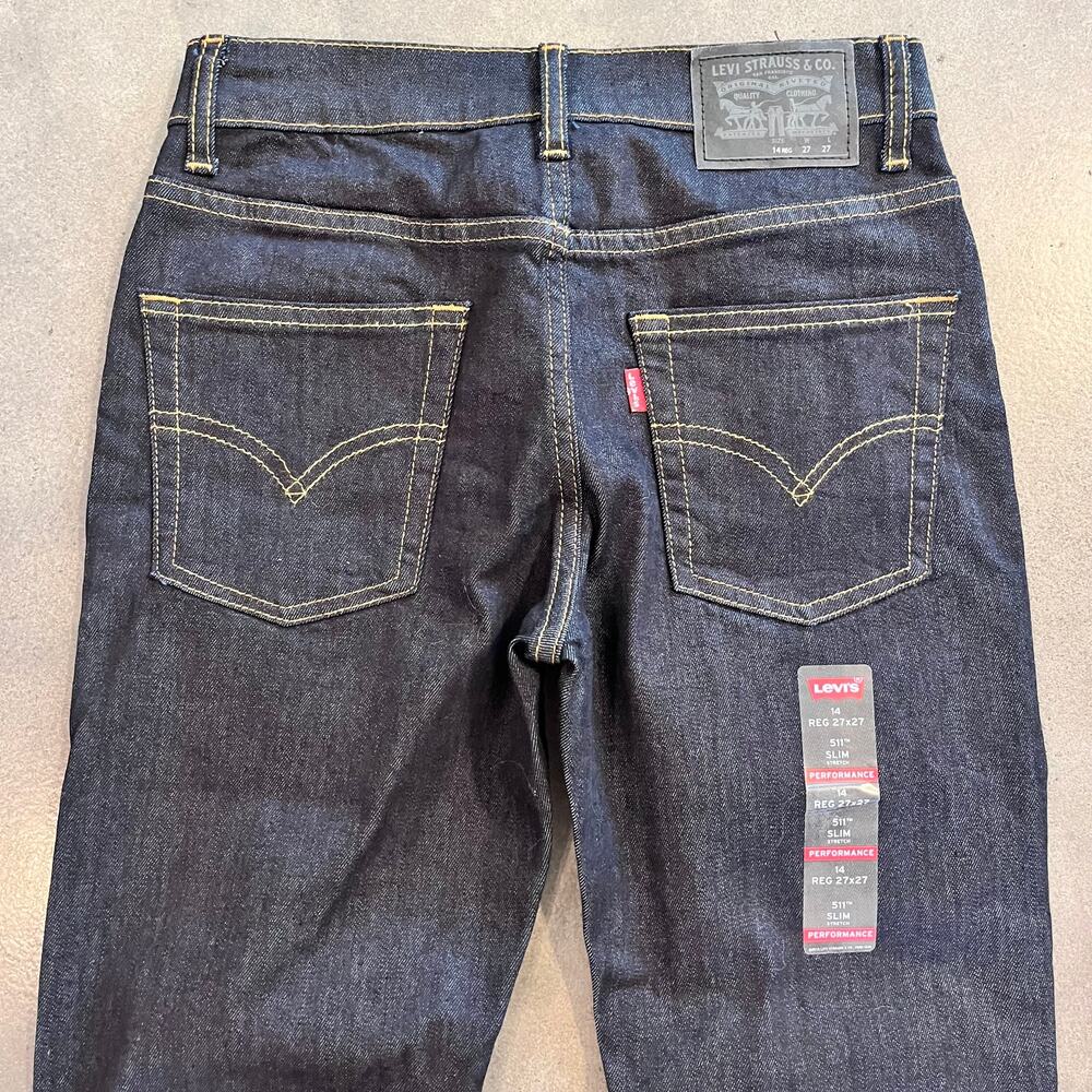 Levi 511 Performance slim Dark blue denim jeans boys size 14 Reg 27x27L NEW